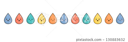 微笑多彩水滴設計插畫素材 130883632