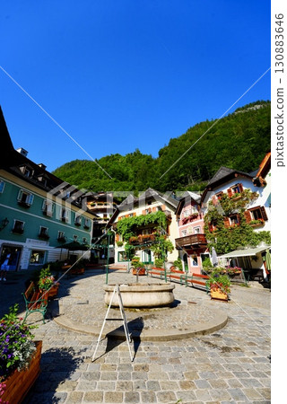 The historic market square and beautiful townscape of Hallstatt, a World Heritage Site in Austria The historic market square and beautiful townscape of Hallstatt, a World Heritage Site in Austria 130883646