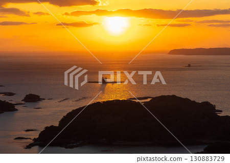 Sasebo City, Nagasaki Prefecture, Kujukushima, Ishidake Observatory at dusk 130883729