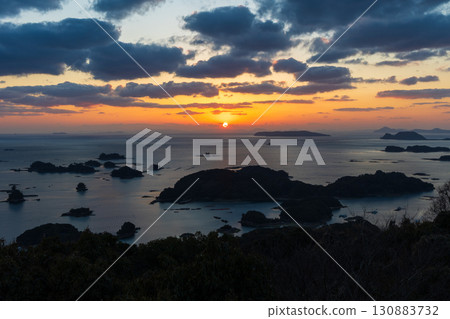 Sasebo City, Nagasaki Prefecture, Kujukushima, Ishidake Observatory at dusk Sasebo City, Nagasaki Prefecture, Kujukushima, Ishidake Observatory at dusk 130883732