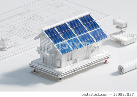 A model of the equipment mounting system that firmly supports the solar panels 130883837