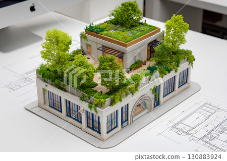 A model of the equipment stand that firmly supports the rooftop garden 130883924