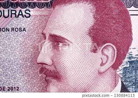 Ramon Rosa a closeup portrait from Honduran money 130884113