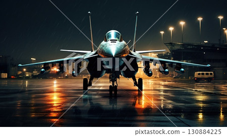 modern generation combat air fighter jet in sky, advanced stealth military aircraft flying 130884225