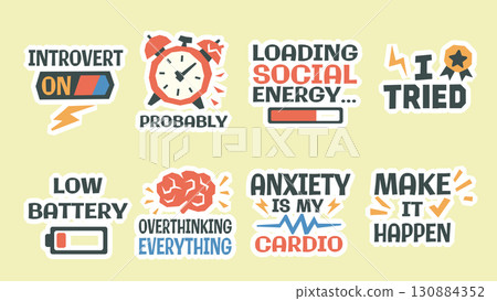 Motivational and Inspirational Quotes Stickers Set in Modern Flat Style 130884352