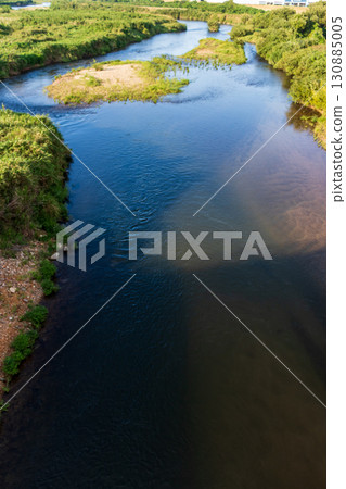 River landscape with an island 130885005