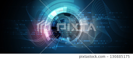 Abstract circle on technology or business futuristic particle background 130885175
