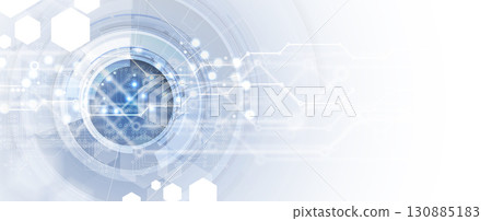 Abstract circle on technology or business futuristic particle background 130885183