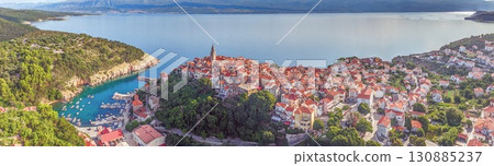 Panorama of Vrbnik old town and harbor 130885237