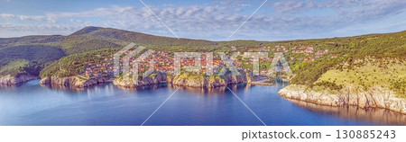 Panorama of Vrbnik village on cliffs Krk island 130885243