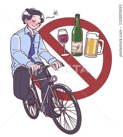 Illustration of a drunk driver on a bicycle Illustration of a drunk driver on a bicycle 130885693