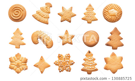 Assorted Christmas Tree and Holiday Shaped Cookies 130885725