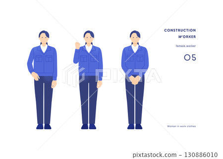 Staff working in the real estate and construction industry Full-body illustration of a young woman wearing work clothes 130886010
