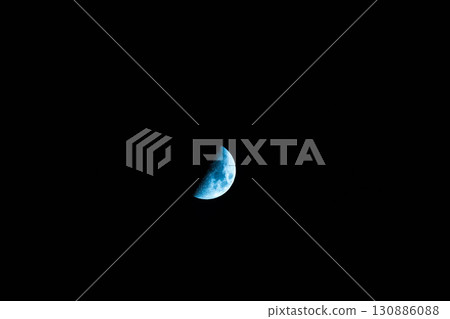 Summer night sky half moon 03 130886088