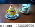 Pudding and cafe latte 130886559