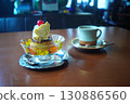 Pudding and cafe latte 130886560