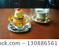 Pudding and cafe latte 130886561