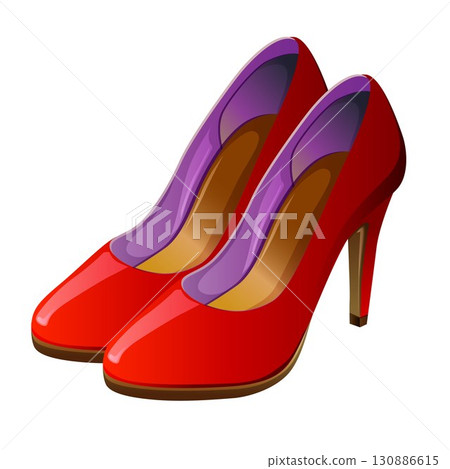 red high heels shoes realistic style 130886615