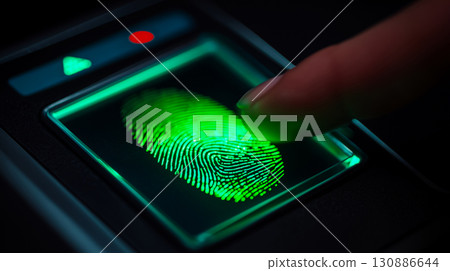 Biometric authentication scene showing ID management and information protection Biometric authentication scene showing ID management and information protection 130886644