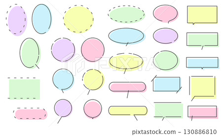簡單的語音氣泡和框架插圖集矢量背景素材 130886810
