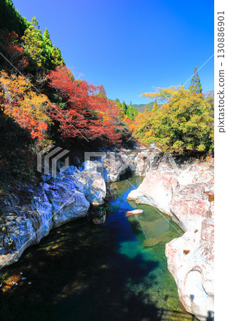 [大分縣] 晴天猿飛仙坪峽谷的紅葉（奧屋馬溪） 130886901