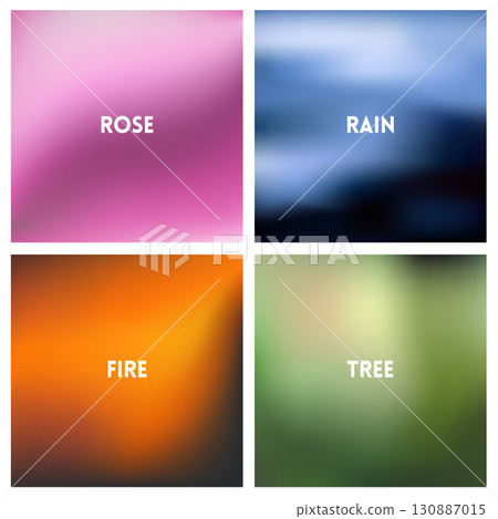 Abstract vector red sunset blurred background set. Square blurred backgrounds set - sky clouds sea ocean beach colors 130887015