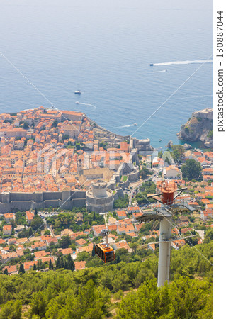 View of the old town of Dubrovnik from the top of Mount Srđ in Croatia, Europe 130887044
