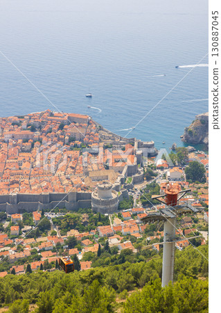 View of the old town of Dubrovnik from the top of Mount Srđ in Croatia, Europe View of the old town of Dubrovnik from the top of Mount Srđ in Croatia, Europe 130887045