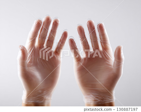 Vinyl gloves are essential for hygiene management: A clean image of the medical field 130887197