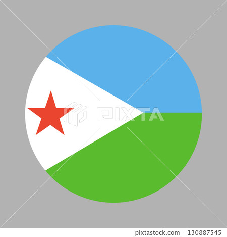 Flag of Djibouti. Flag circle icon, sticker, badge, banner, symbol. National Djibouti round flag. Flag of Djibouti. Flag circle icon, sticker, badge, banner, symbol. National Djibouti round flag. 130887545