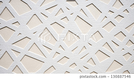 White wall texture with geometric patterns | Modern abstract background material White wall texture with geometric patterns | Modern abstract background material 130887546