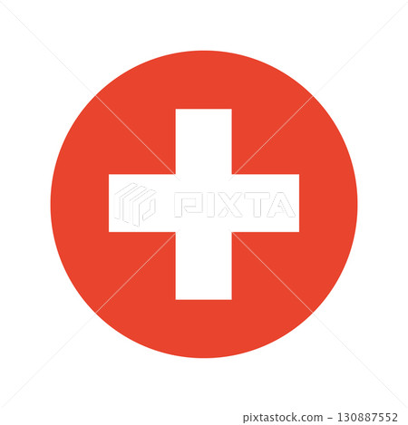 Switzerland National flag. Flag of Switzerland icon. National circle Switzerland flag. Swiss round flag. Switzerland National flag. Flag of Switzerland icon. National circle Switzerland flag. Swiss round flag. 130887552
