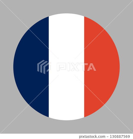 France round flag. National circle flag. France flag button, circle badge. French flag icon. France round flag. National circle flag. France flag button, circle badge. French flag icon. 130887569