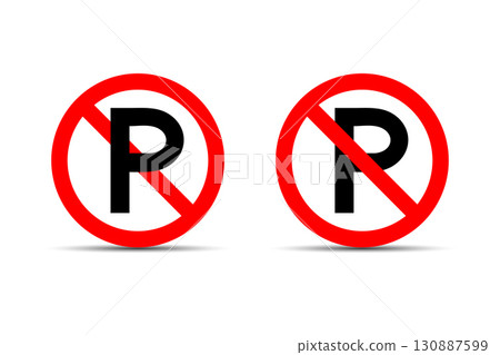 No Parking Signs Prohibition Symbol for Traffic Control. No Parking Signs Prohibition Symbol for Traffic Control. 130887599