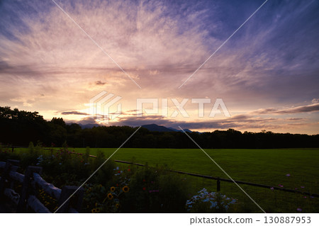 A magnificent view of green hills and the vast sky from Hitsujigaoka Observatory 130887953