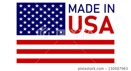 Made in USA Flag graphic design showcasing pride in US manufacturing. Made in USA Flag graphic design showcasing pride in US manufacturing. 130887963