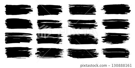 Paint brush. Black ink grunge brush strokes. Vector paintbrush set. Grunge design elements. Painted ink stripes. Creative isolated spots. Ink smudge abstract shape stains and smear set Paint brush. Black ink grunge brush strokes. Vector paintbrush set. Grunge design elements. Painted ink stripes. Creative isolated spots. Ink smudge abstract shape stains and smear set 130888161