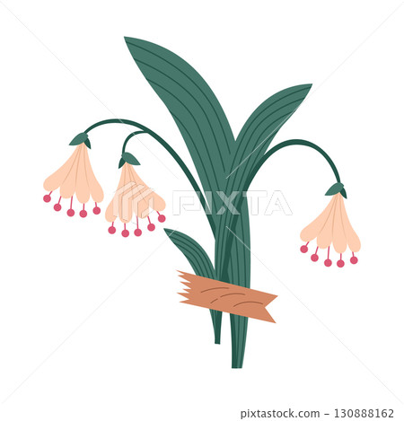 Flowers bouquet decoration attached by colorful washi tape. Floral pieces pretty romantic ornaments with sticker strips vector illustration Flowers bouquet decoration attached by colorful washi tape. Floral pieces pretty romantic ornaments with sticker strips vector illustration 130888162