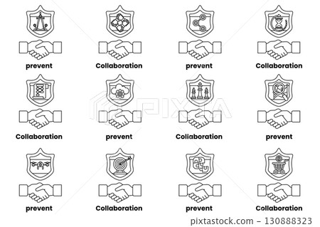 A set of handshakes with the words A set of handshakes with the words 130888323