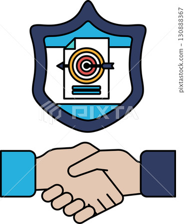 A shield with a paper with a target on it 130888367