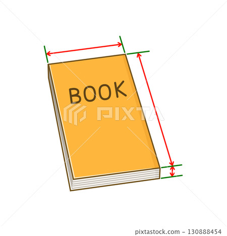 Orange closed book and dimension lines Orange closed book and dimension lines 130888454