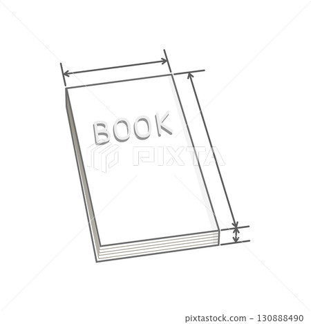 Closed white book and dimension lines Closed white book and dimension lines 130888490