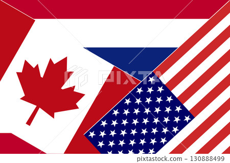 Intertwined Flags of Canada and the USA, symbolizing Thailand Partnership. 130888499