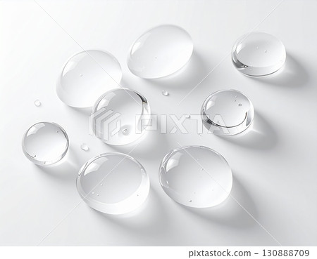 Transparent bubbles floating on a white background - clean and minimal abstract design 130888709