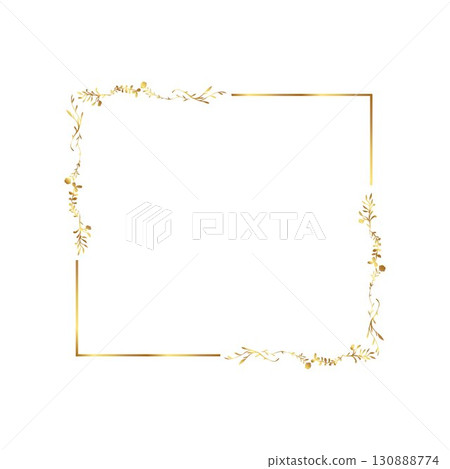 Golden Floral Square Frame Golden warm gold border frame free vector illustration 130888774