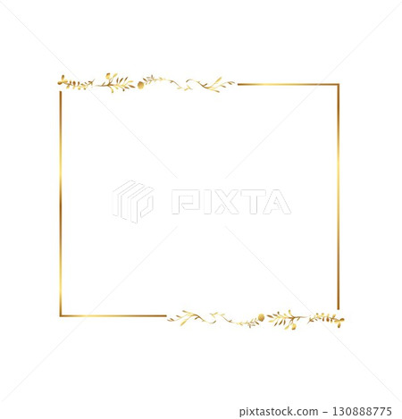 Golden Floral Square Frame Golden warm gold border frame free vector illustration 130888775