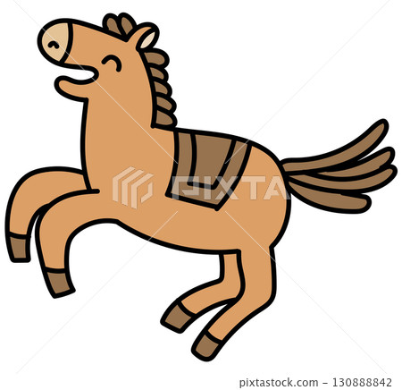 Hand drawn illustration of a happy horse 130888842