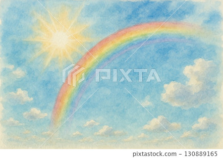 Blue sky rainbow image 130889165