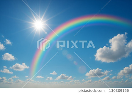 Blue sky rainbow image 130889166