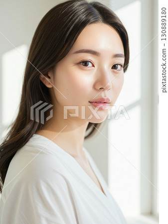 一個年輕的女人轉過身來 130889180